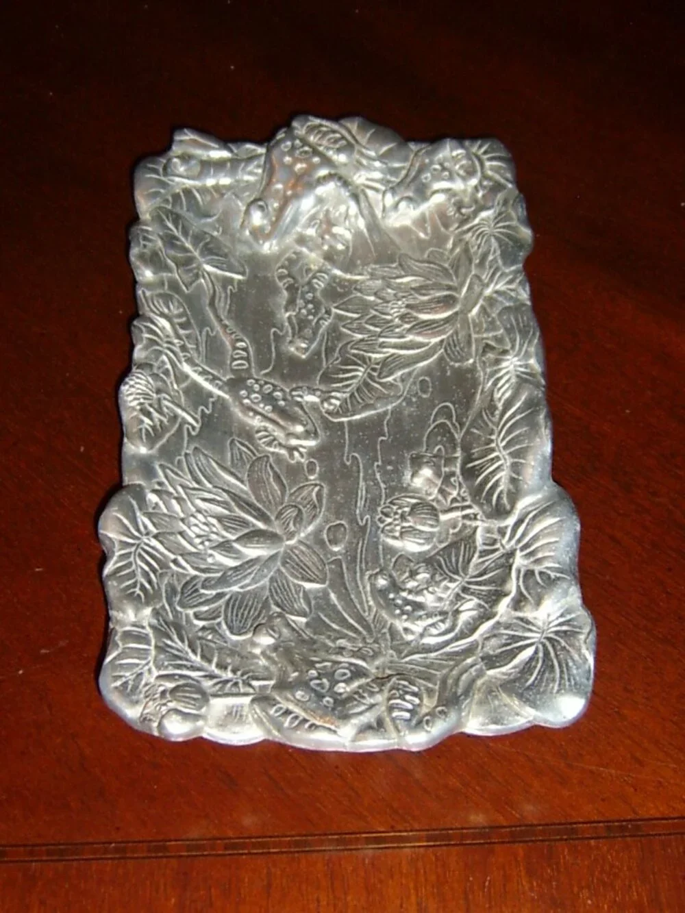 Arthur Court 1994 Frog and Lotus Pewter Tray